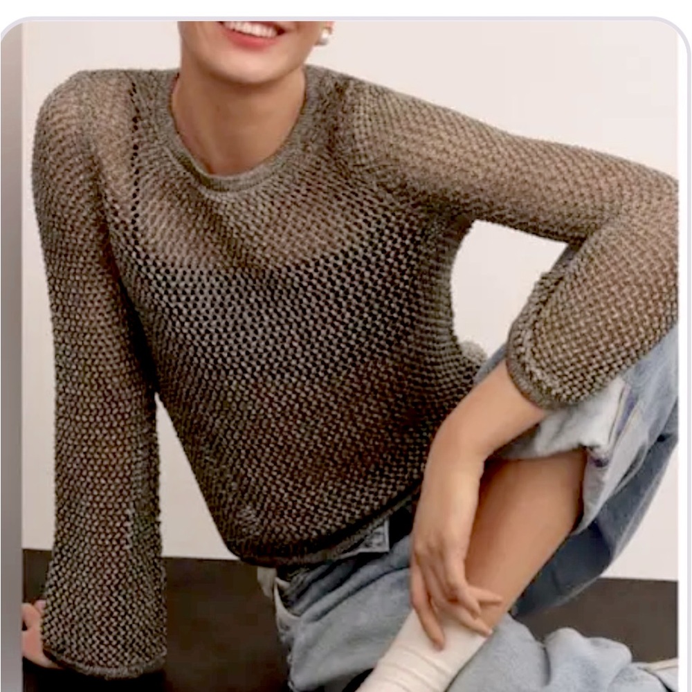 Metallic open stitch sweater
